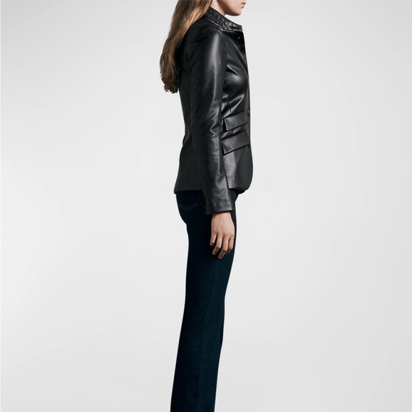 CLASSIC BEAUTY! 🖤 CURRENT! Black Rag & Bone Vegan Leather Slade Blazer Jacket! - Picture 2 of 5